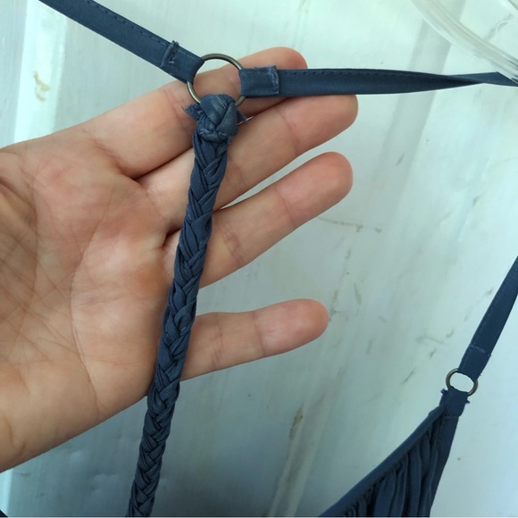 Abercrombie & Fitch A&F Pleated short loose shift dress accordion blue medium - Picture 4 of 8